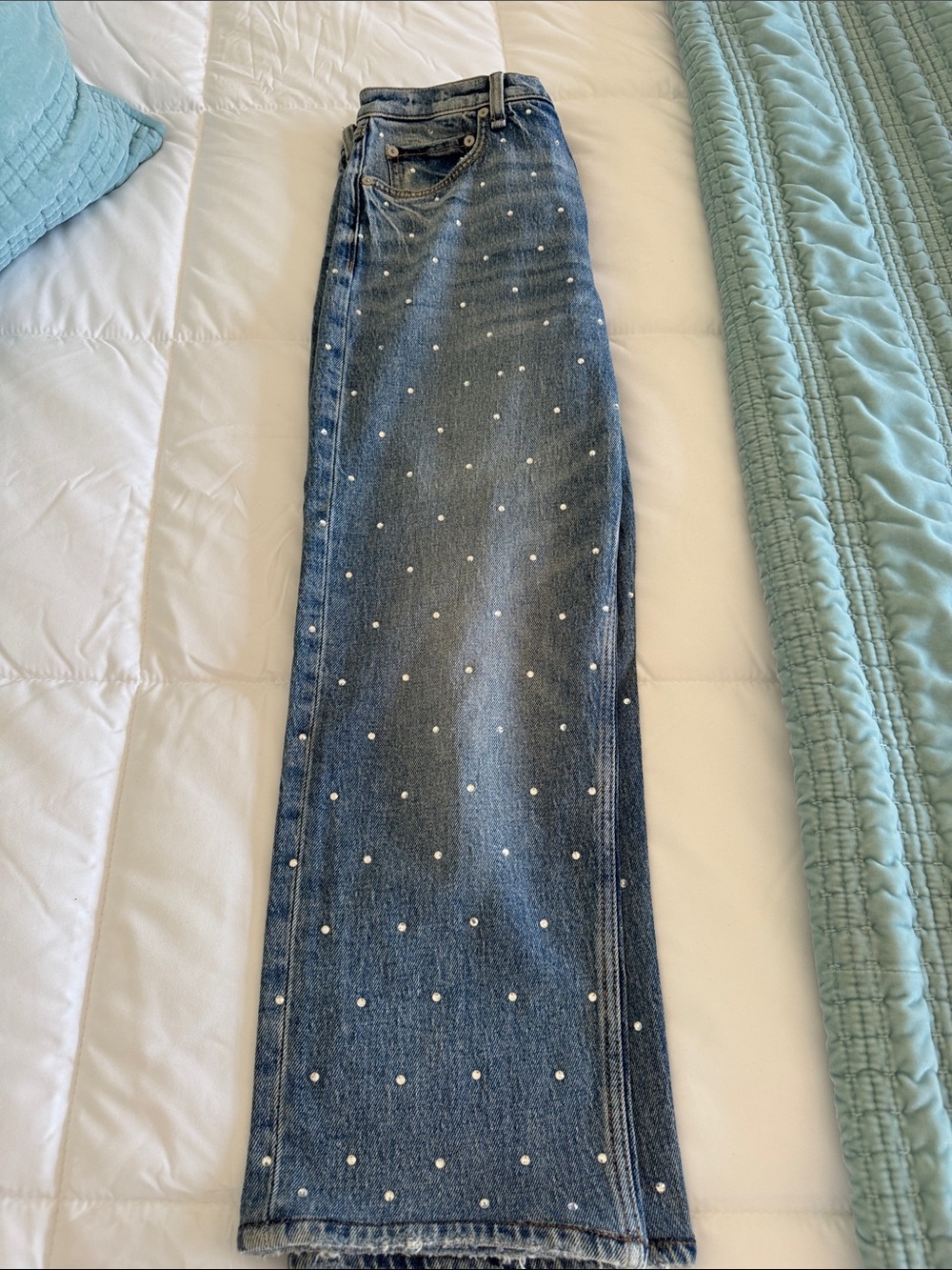 rag & bone Harlow jeans w/ crystals. Cropped, size 28 - Picture 3 of 6